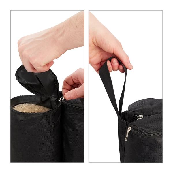 Pavilon súly megtöltésének lépései két fotóval