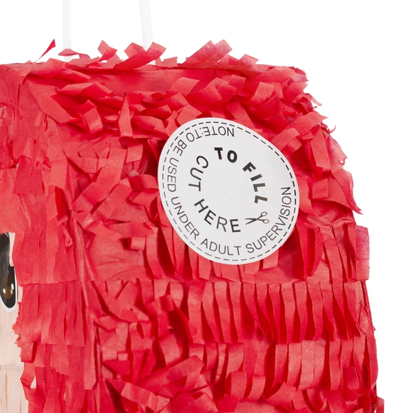 Sellő formájú pinata fején található kerek lyuk amelyen keresztül feltölthető