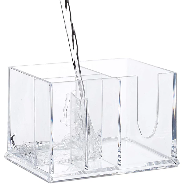 Vízálló akril fültisztító és vattakorong tartó átlátszó színben