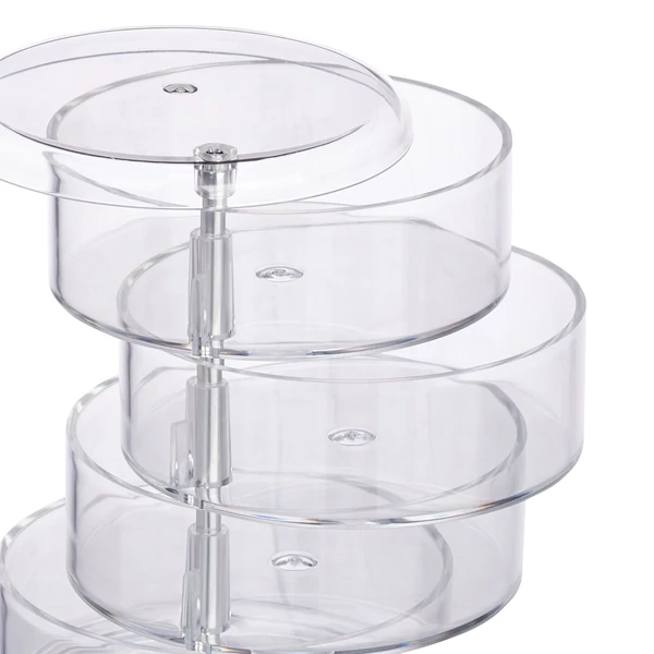 kozmetikai tároló rekeszes átlátszó kivitel forgatható tárolókkal