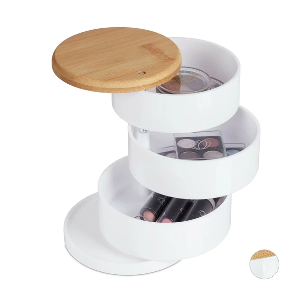 kozmetikai rendszerező több rekeszes smink tároló fehér színben