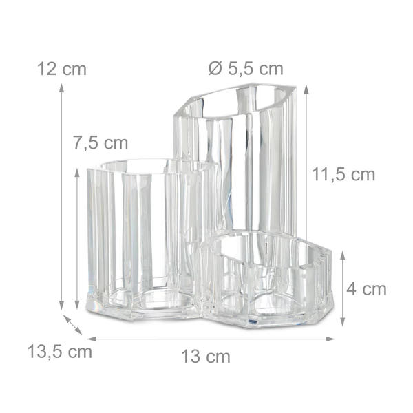 Ria 3 rekeszes műanyag smink tároló rúzstartó méretekkel
