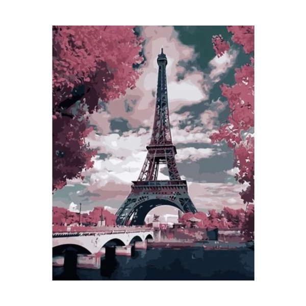 Eiffel torony mintás számfestő készlet készre színezve 