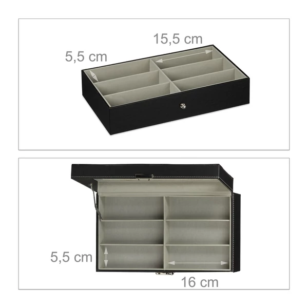 12 darab szemüveg tárolására alkalmas műbőrrel borított szemüvegtartó doboz