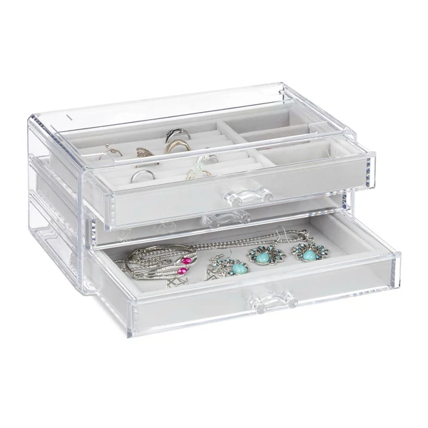 Zara ékszertartó doboz puha bársony belső résszel átlátszó színben