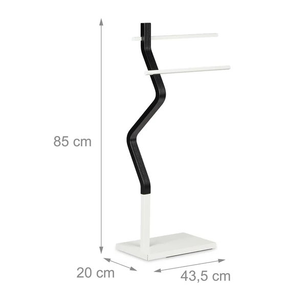 wave fekete-fehér törölközőtartó inas üresen méretekkel 