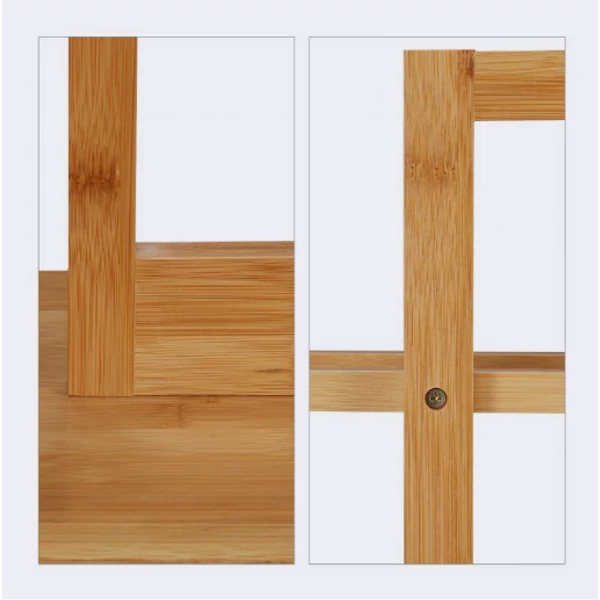 Aharo bambusz törölközőtartó állvány törölközőszárító rúdjai és a talprésze egy-egy közeli képen