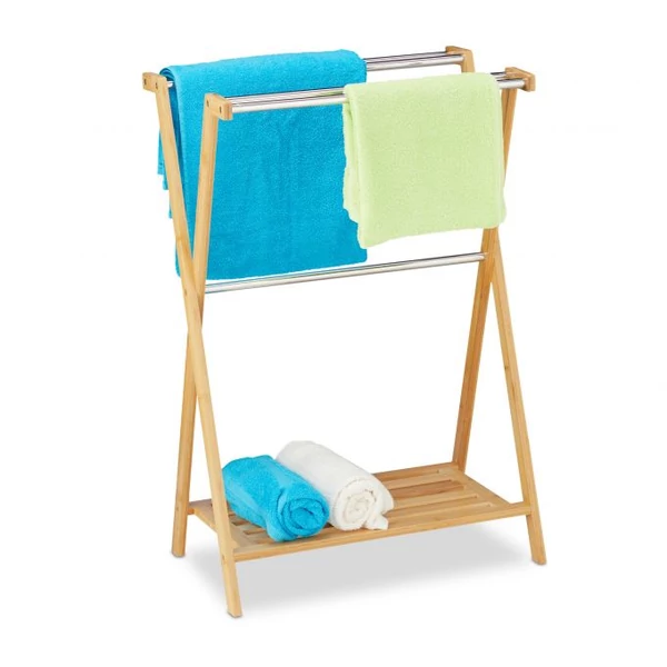 Faba két karos szárítórúddal felszerelt polcos törölközőtartó állvány