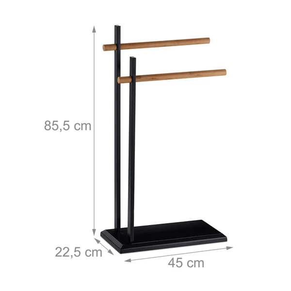 Lihka önálló kétkaros törölközőtartó és törölközőszárító fekete modern minimal design