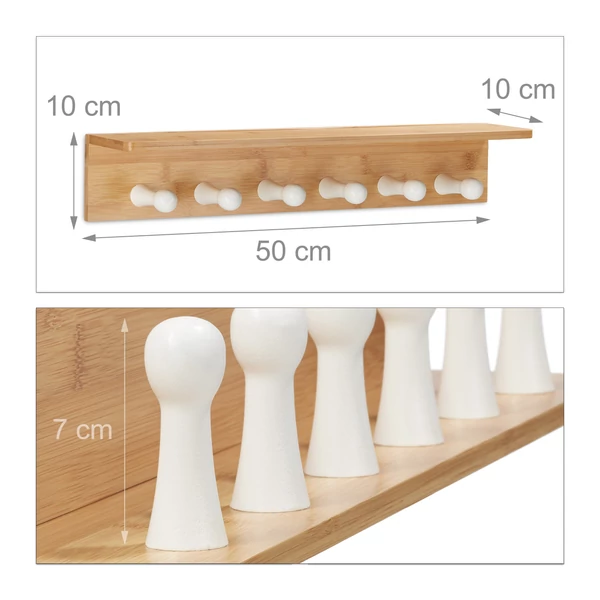 Toki fürdőszobai polc akasztógombjai és maga a tartó méretekkel