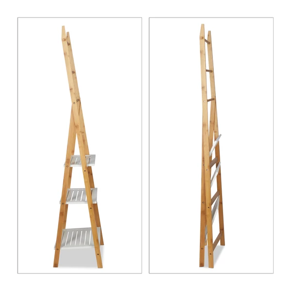 Yun törölközőszárító létraállvány kinyitva és összecsukva oldalról