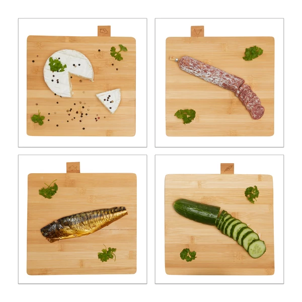 Sora bambusz vágódeszka szett 4 darabos készlet külön-külön jelzéssel