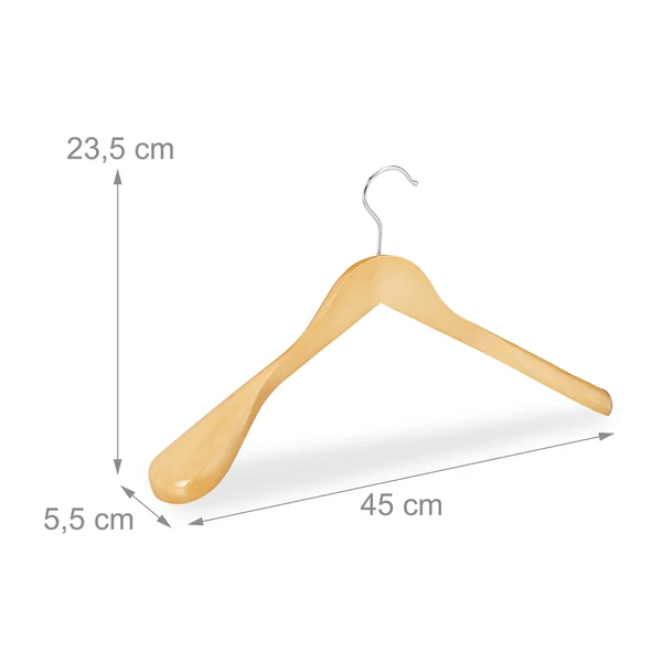 Natúr színű nagyméretű fa vállfa méretezett katalógusképe