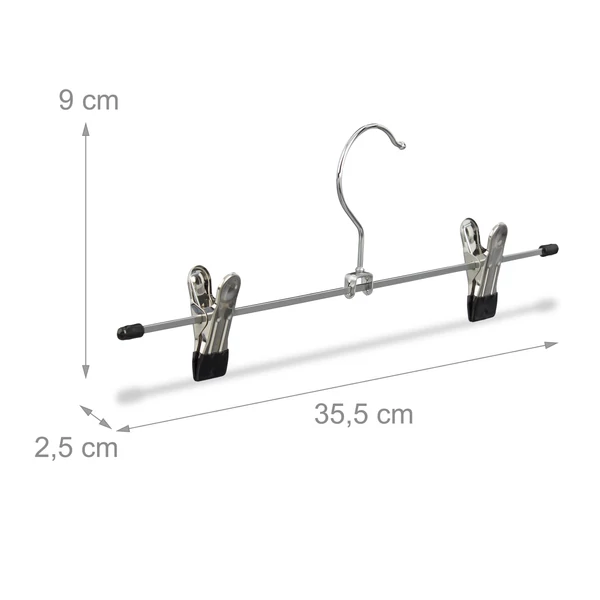 Acél csiptetős nadrágtartó vállfa gumírozott nadrágtartó résszel