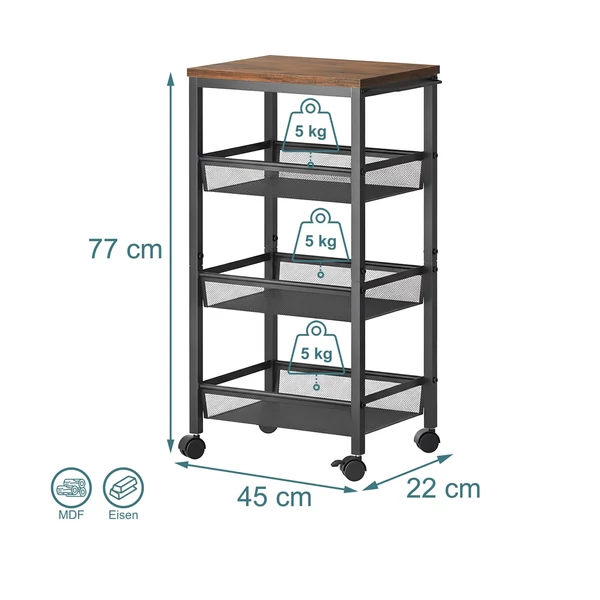 SERMA 22 cm Keskeny Zsúrkocsi