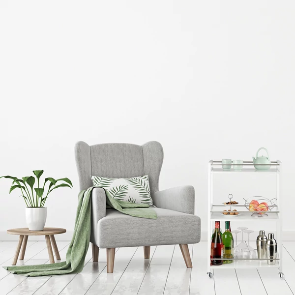 Asio bambusz zsúrkocsi és tálalókocsi nappali környezetben