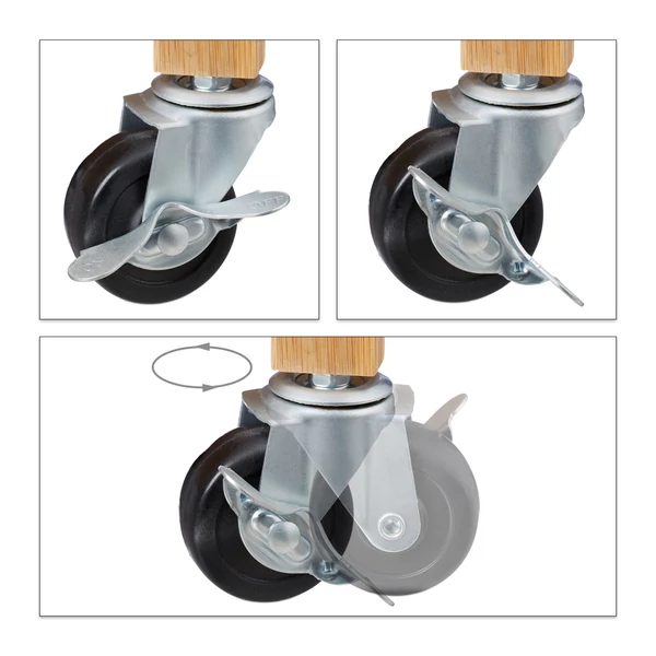 Gurulós lábak egy bambusz zsúrkocsin és italkocsin