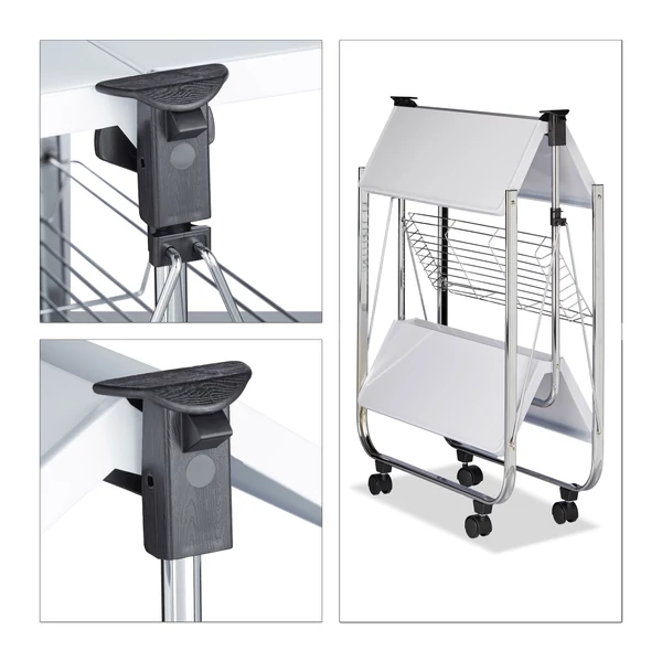 Krómozott fém zsúrkocsi palacktartó polccal összehajtható kialakítással