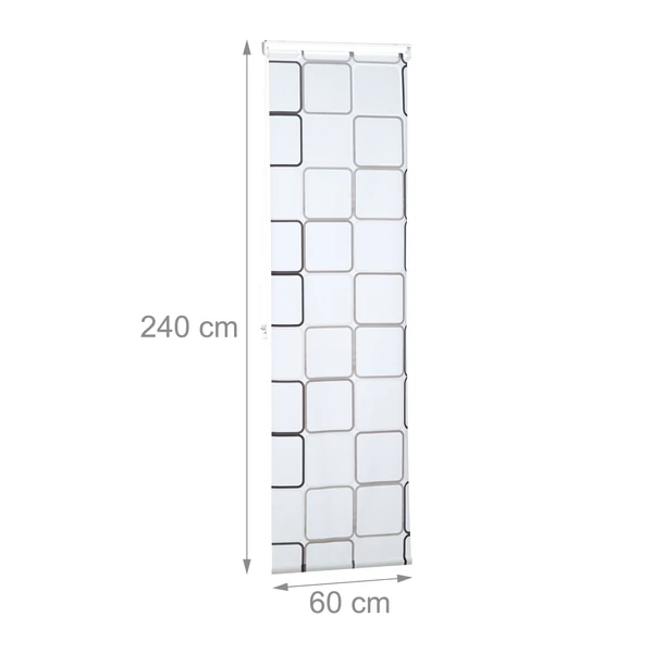 keskeny 60 x 240 cm méretű zuhanyroló négyzet mintás nyomattal méretekkel