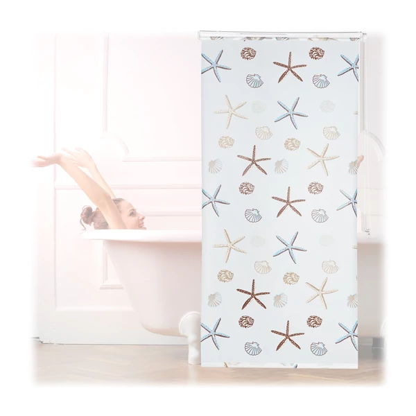 100 x 240 cm méretű óceán mintás zuhanyroló és rolós leengedhető zuhanyfüggöny