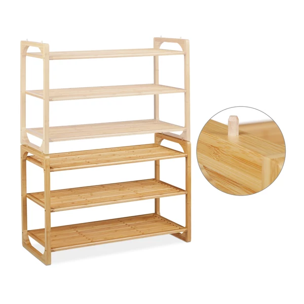 Rakásolható bambuszból készült cipőtartó és cipő tároló