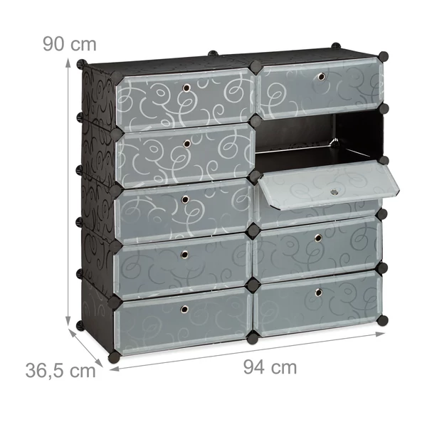 LACY Cipőtartó, 10 Tároló Rekesszel, 3 Színben