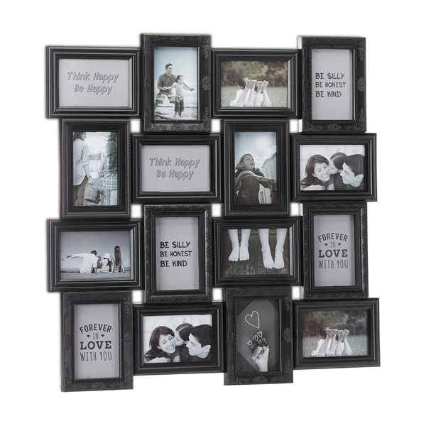 Bovik kollázs képkeret 16 fotónak elegendő hellyel fekete színben