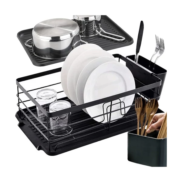 RAKAN Edényszárító, Evőeszköztartóval és Csepegtető Tálcával