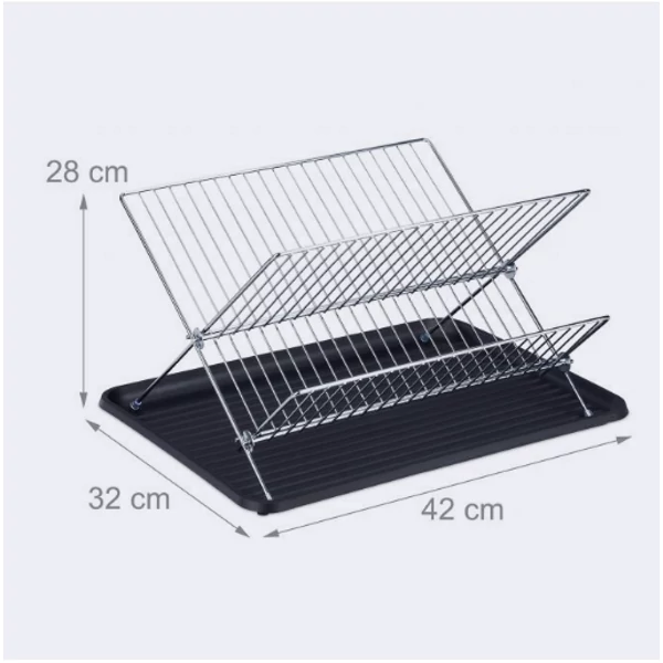 Kasp acél összecsukható edényszárító méretekkel ellátott fotója