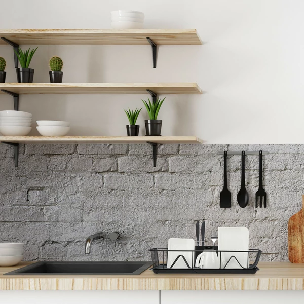 Modern minimal konyha fekete konyhai csepegtetővel