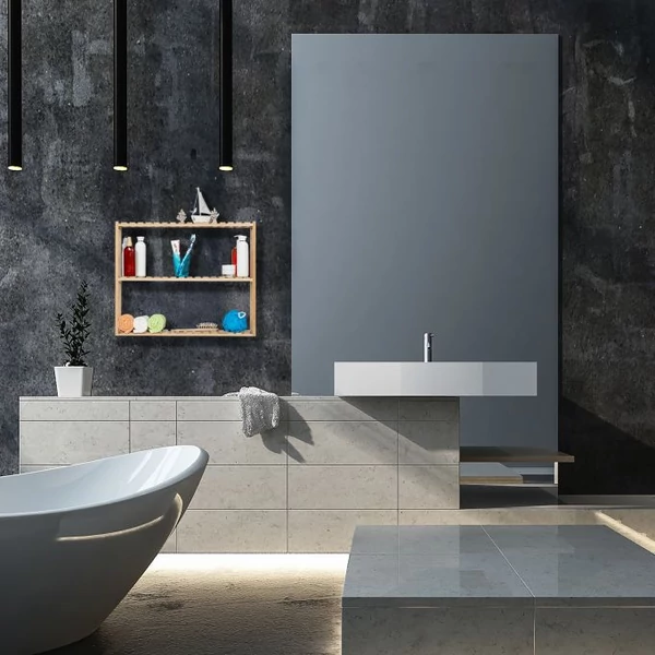 Izon bambuszból készült natúr színű fürdőszobai fali polc és tároló