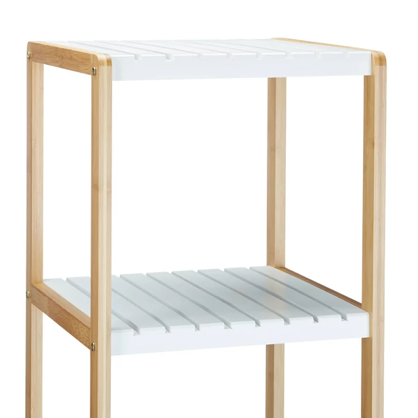 Nicol négy emeletes bambusz fürdőszobai tároló felső két polca közelről