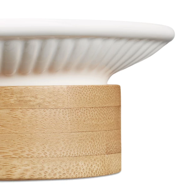 Bambusz talpas kerámia tetejű szappantartó oldalról