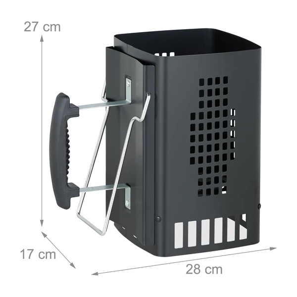 Praktikus grill tartozék faszén egyenletes izzításához méretekkel