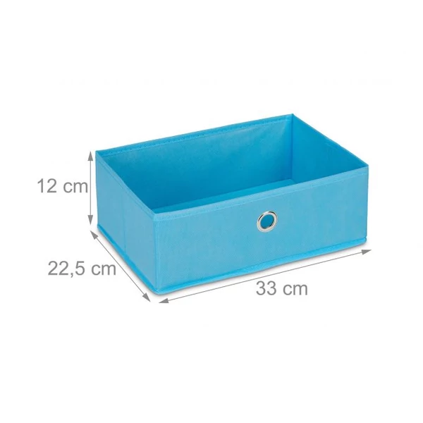 Lulu gyerekszobai játéktároló polc egyik textil kosara méretekkel