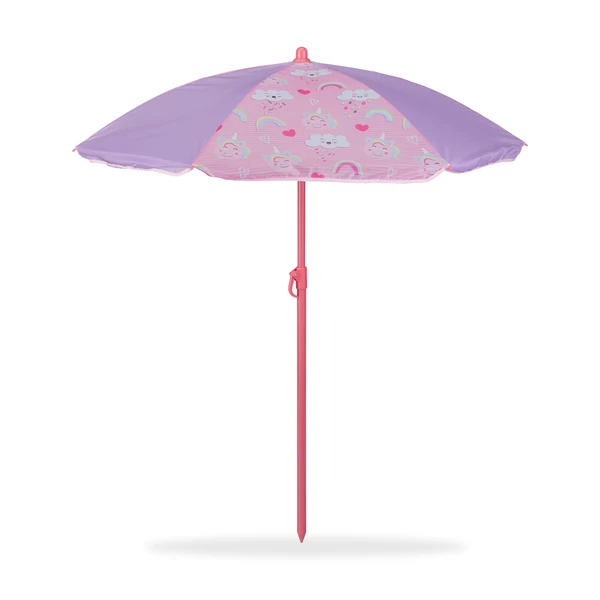 Unikornis mintás rózsaszínű gyermek napernyő kinyitva
