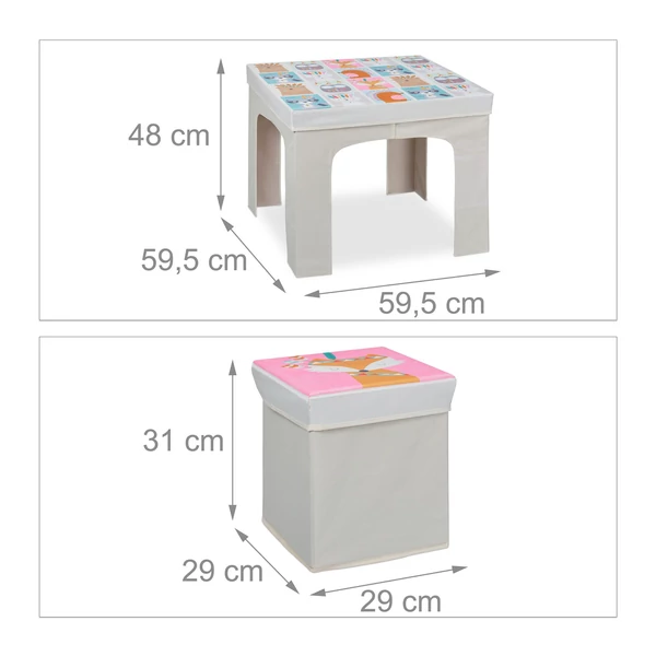 ZOO Összecsukható Gyerek Asztal és Puffok