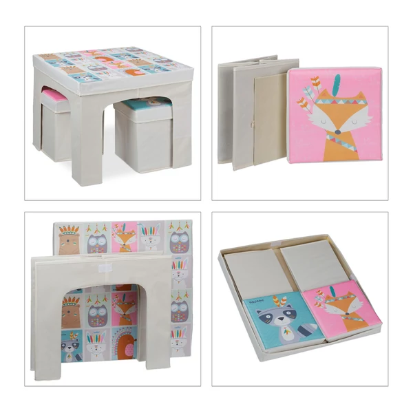 ZOO Összecsukható Gyerek Asztal és Puffok