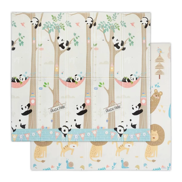 Panda és oroszlán mintás kétoldalas habszivacs gyerek játszószőnyeg nagy méretben