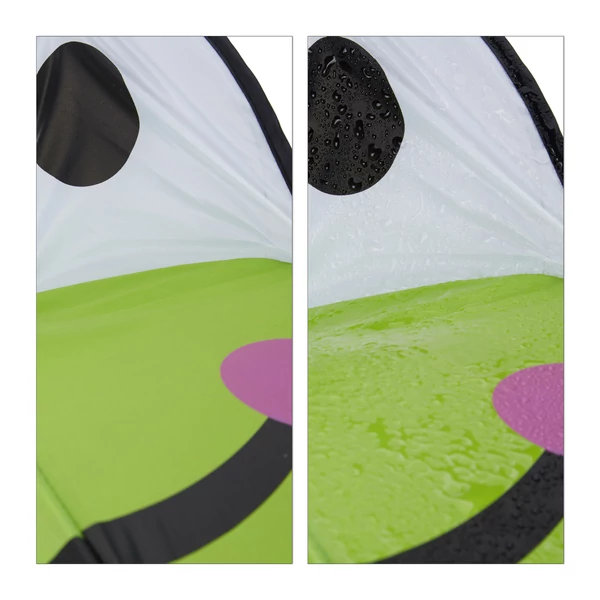 Béka szemek egy gyermek esernyő felső részén zöld színben