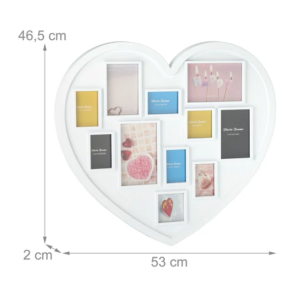 Szív alakú képkeret fehér színben méretezve