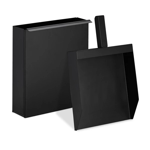 Moder összeépíthető hamus vödör és lapát szett fekete színben acélból