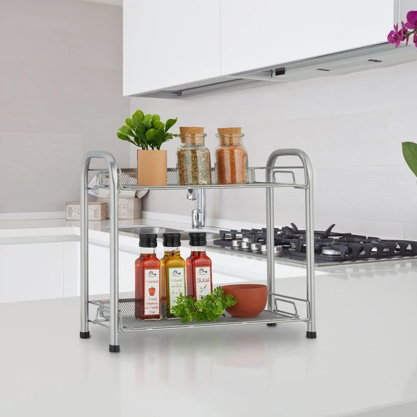 Modern kisméretű tároló és állvány dekorációk rendezett tárolásához otthon