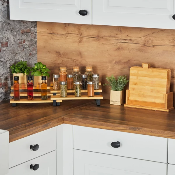 IKANA Bambusz Fűszertartó Állvány, Állítható szélességgel