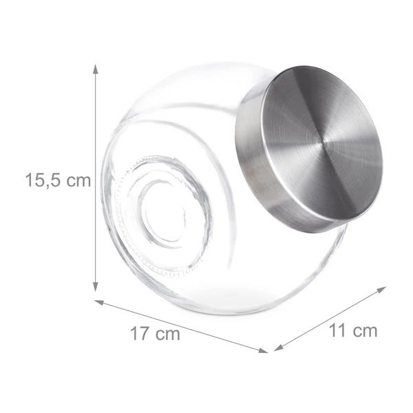 Fűszertartó és édességtartó üvegek acél tetővel üresen méretezett katalógusképen