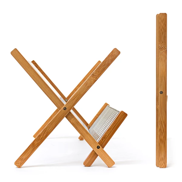 Teljesen összecsukható használaton kívül mindössze 2,5 cm vastag konyhai csepegtető és edényszárító összecsukva és kihajtva