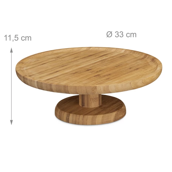 Természetes bambusz sütemény kínáló tál külső méretekkel