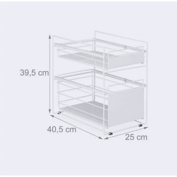 praktikus konyhai tároló polc fiókokkal méretekkel fehér színben