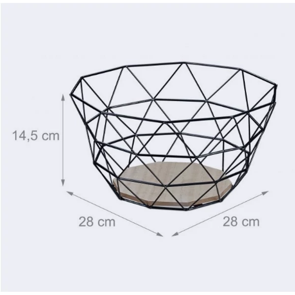 Fekete acél gyümölcskosár méretezett katalógusképe