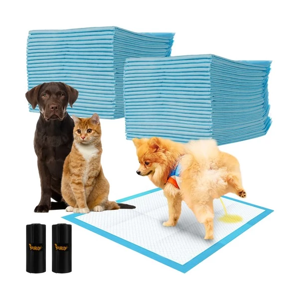 60 x 60 cm méretű eldobható kutyapelenka készlet kakiszsákkal